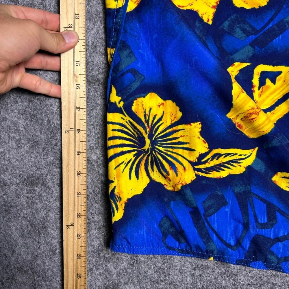 Quiksilver Board Shorts Blue Yellow Hibiscus Floral Vintage Skater Men Size 38
